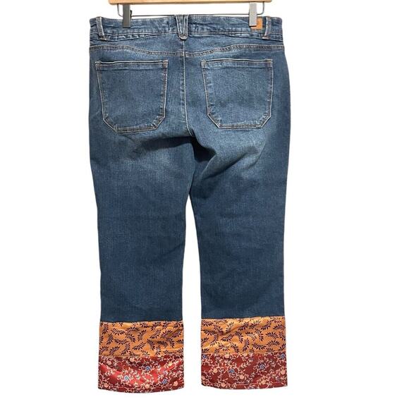 Democracy Jeans Womens Sz 8 Plus Blue Flex-ellent Cropped Fabric Embellished - Picture 2 of 6